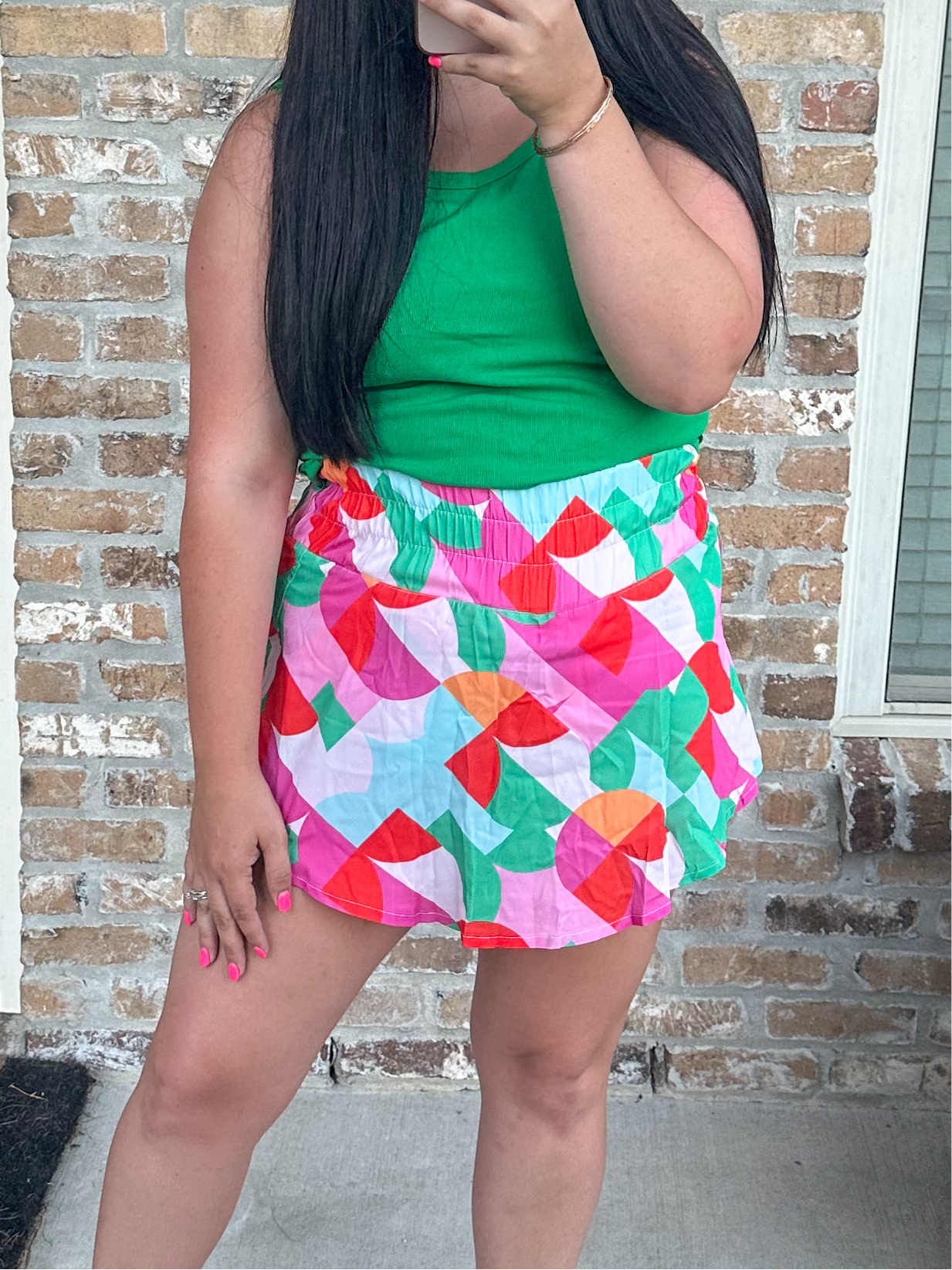 Geometric Skort - Green