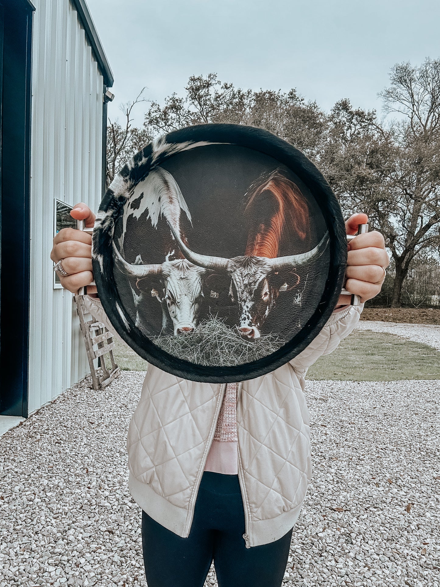 Western Cowhide Tray