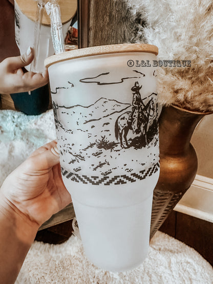 Frosted Bamboo Cowboy Handle Tumbler