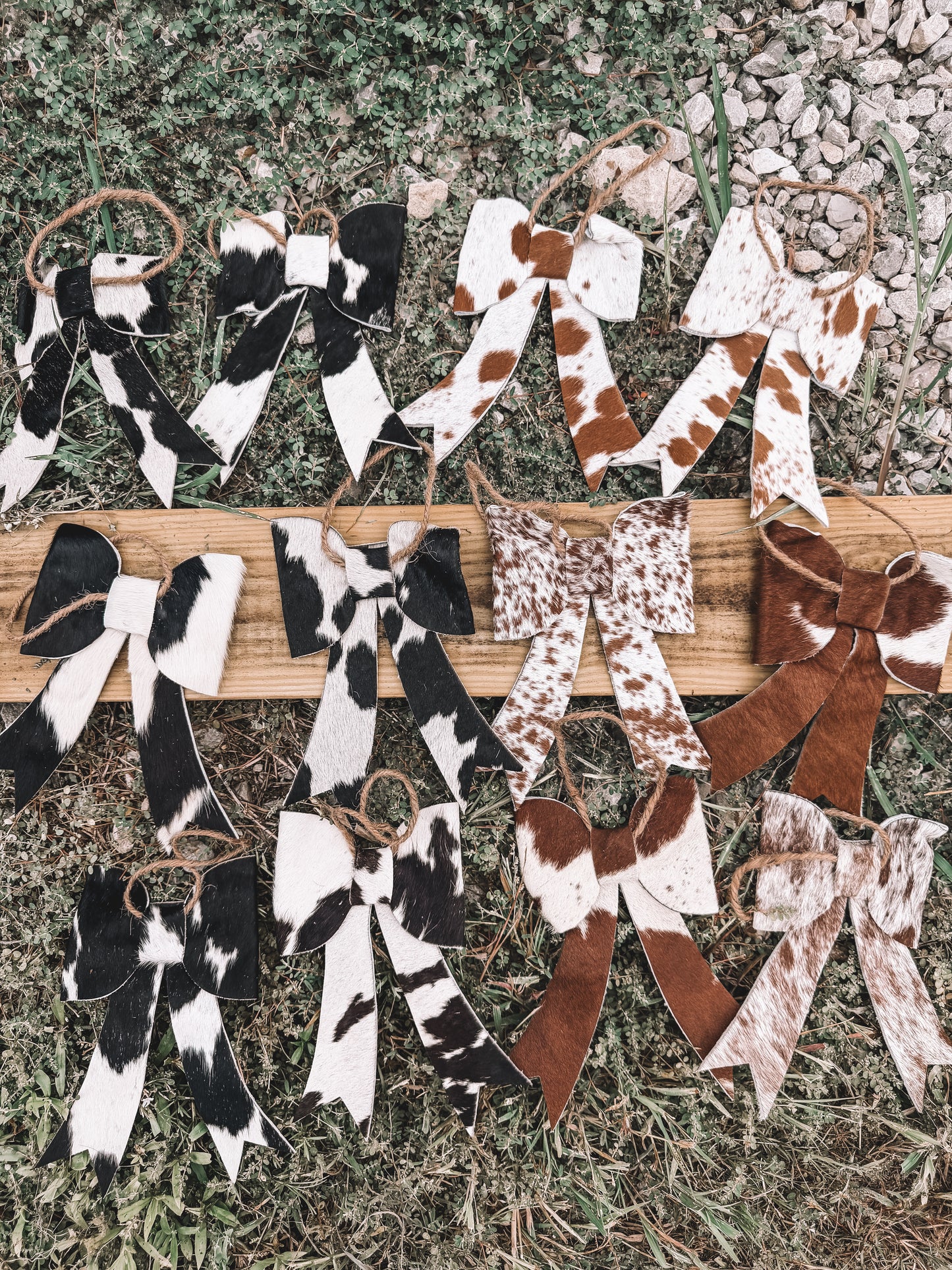 Cowhide Ornament Set of 6 Bows