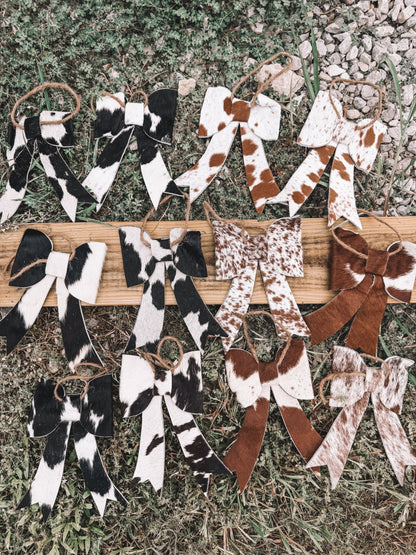 Cowhide Ornament Set of 6 Bows