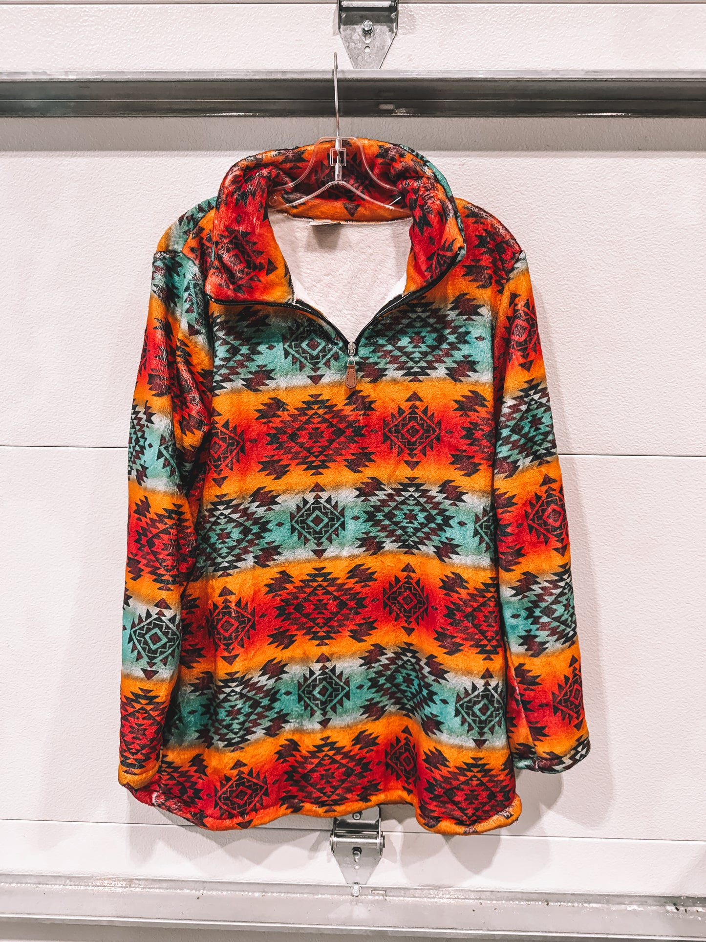 Multicolor Aztec Fleece Pullover size large