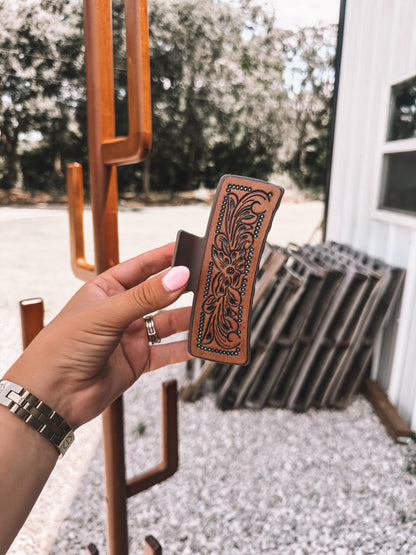 Vista Tooled Leather Claw Clip