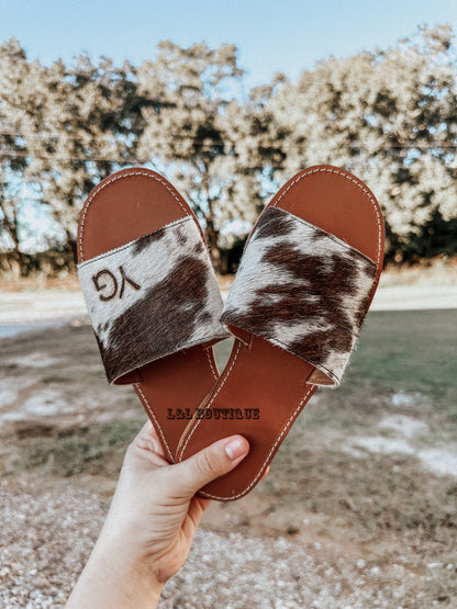 Kemma Cowhide Sandals in Black