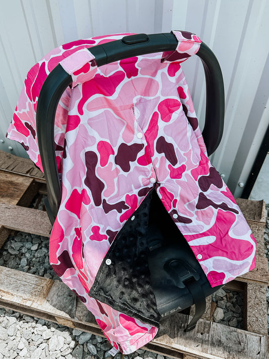 Old School Camo Car Seat Cover in Pink