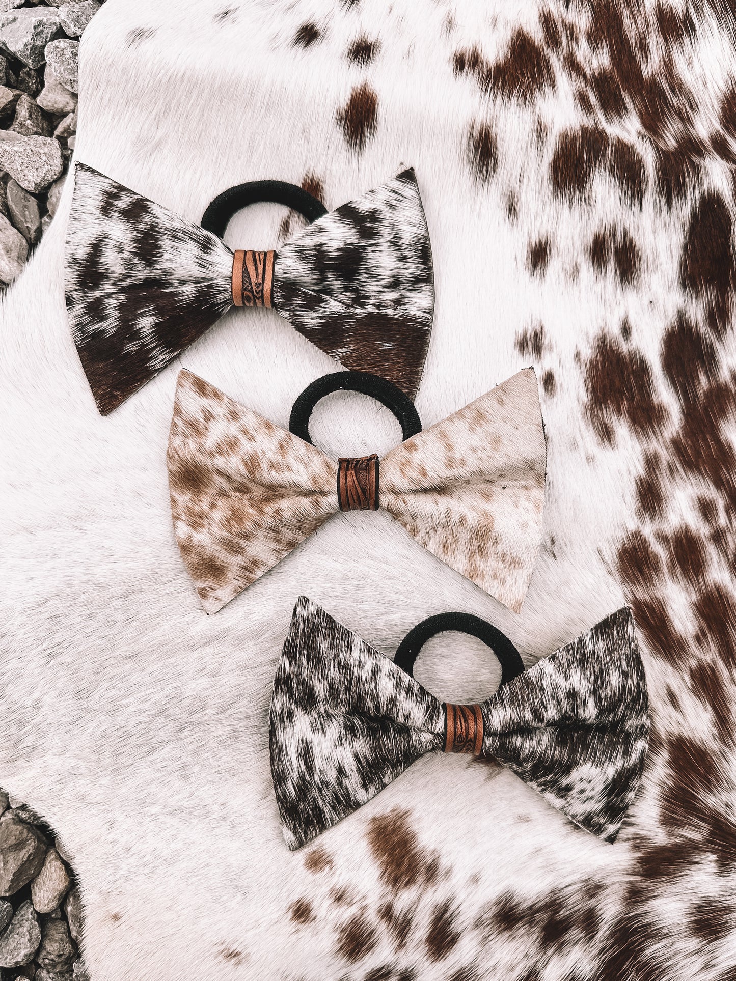 Cowhide & Leather Ponytail Bow