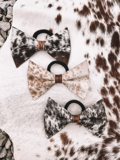 Cowhide & Leather Ponytail Bow