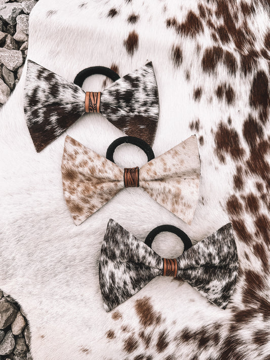 Cowhide & Leather Ponytail Bow
