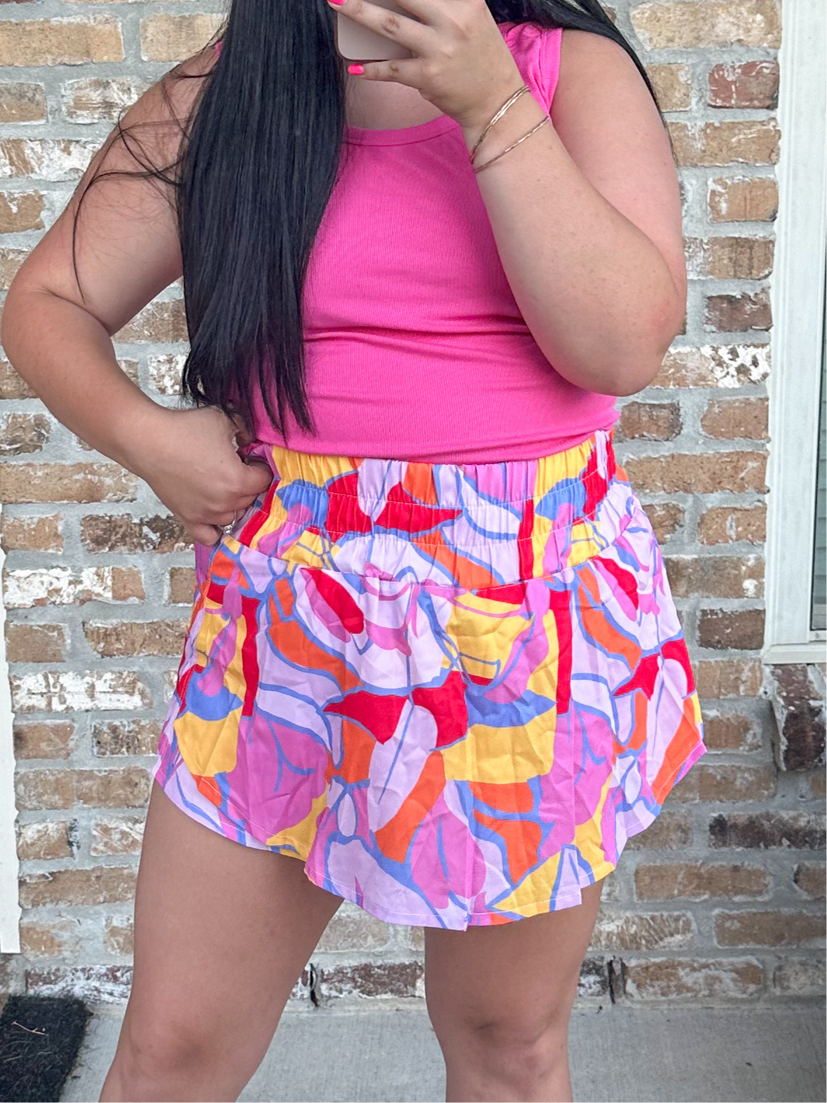 Abstract Skort - Pink & Yellow