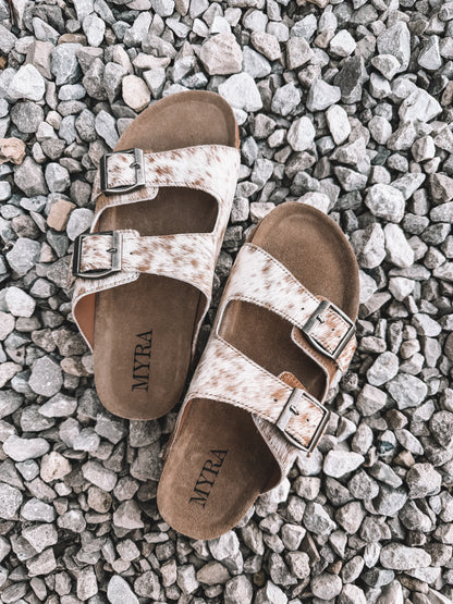 Restful Cowhide Double Strap Sandals