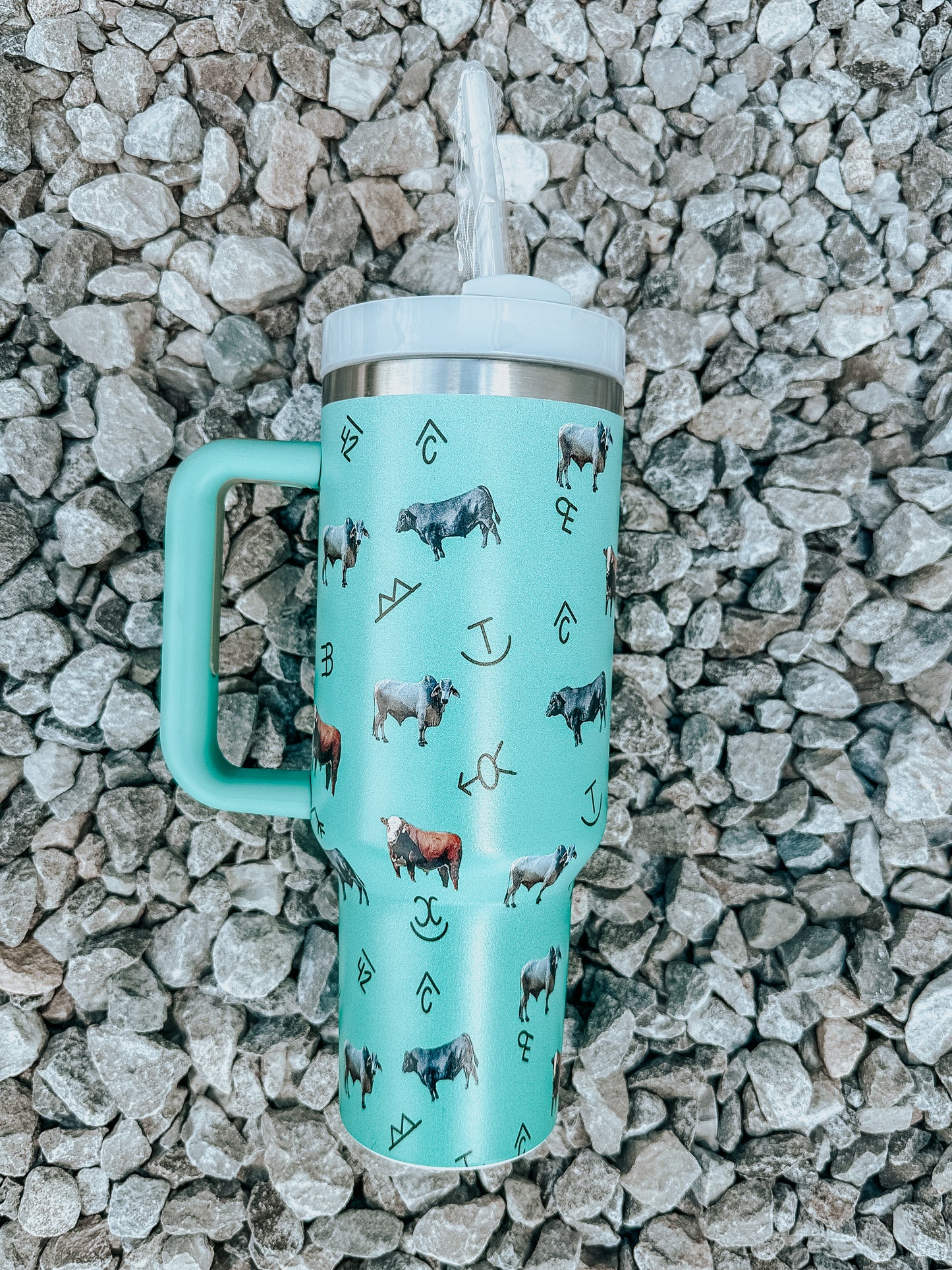 Turquoise Cattle Brand Tumbler