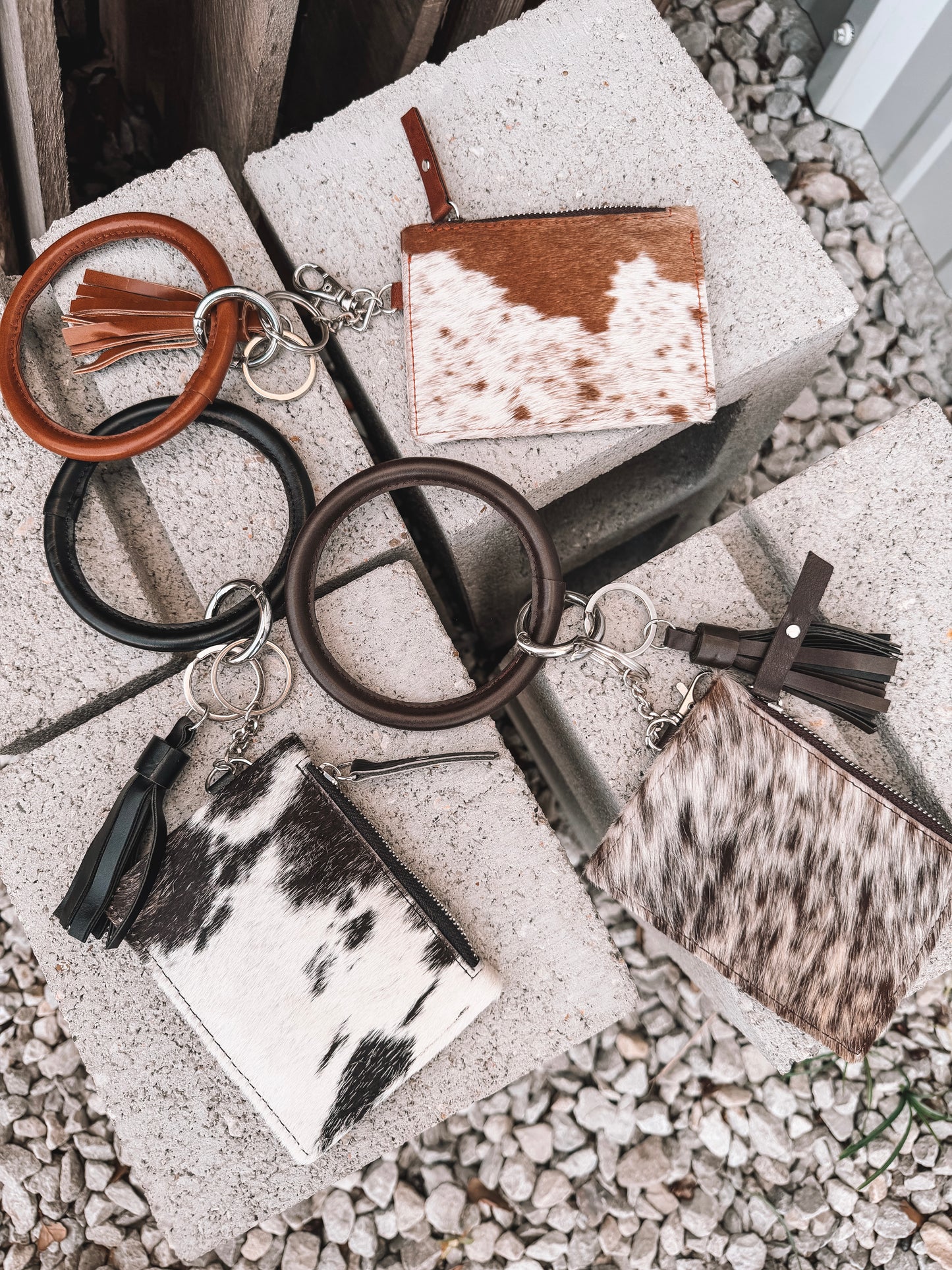 Cowhide Bangle Card Holder Leather Back