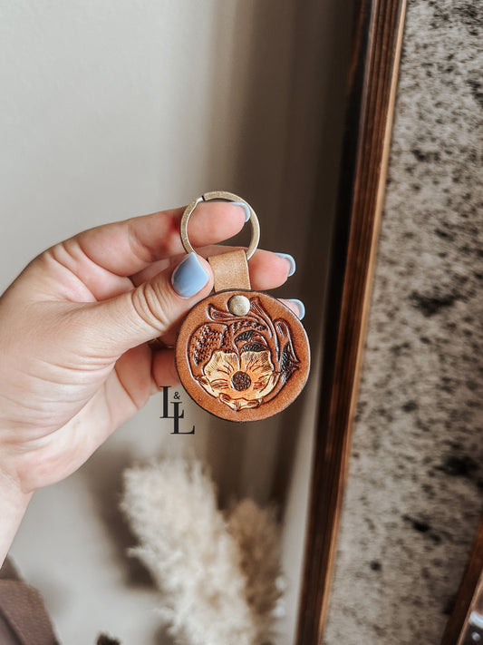 Buttercup Hand Tooled Keychain