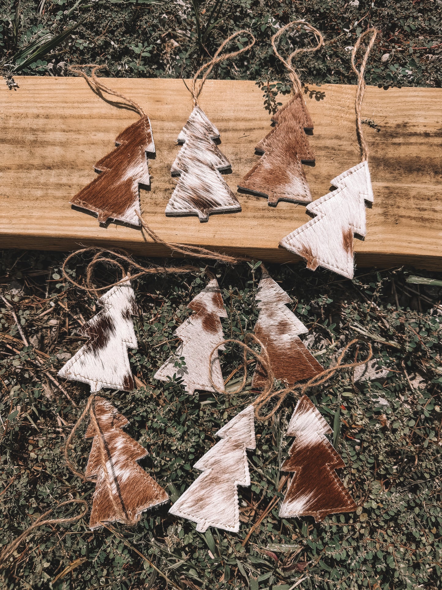 Cowhide Ornament Set of 10 Trees