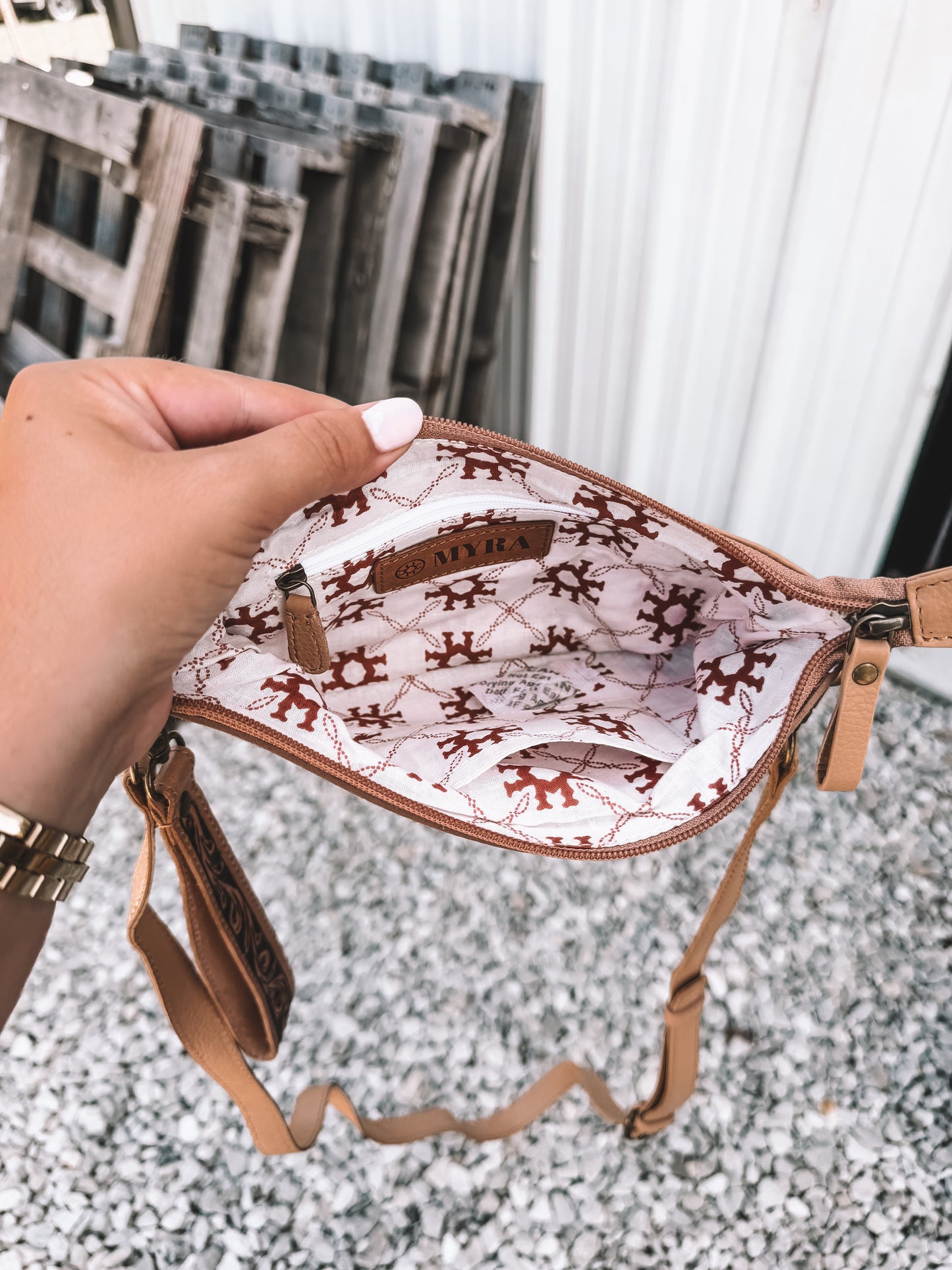 Stone Cowhide & Leather Wristlet Crossbody
