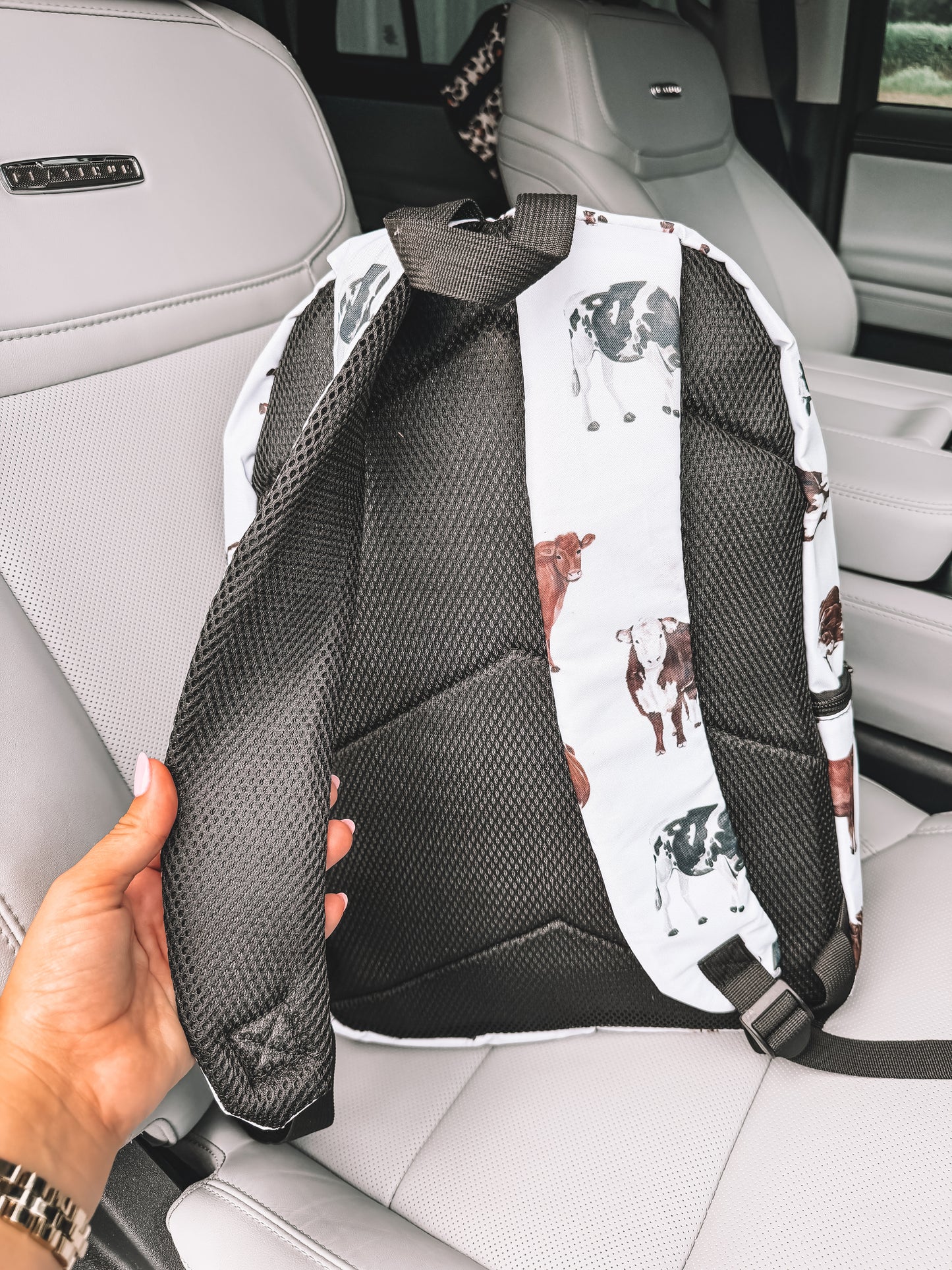 School Backpack - White Cattle