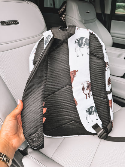 School Backpack - White Cattle
