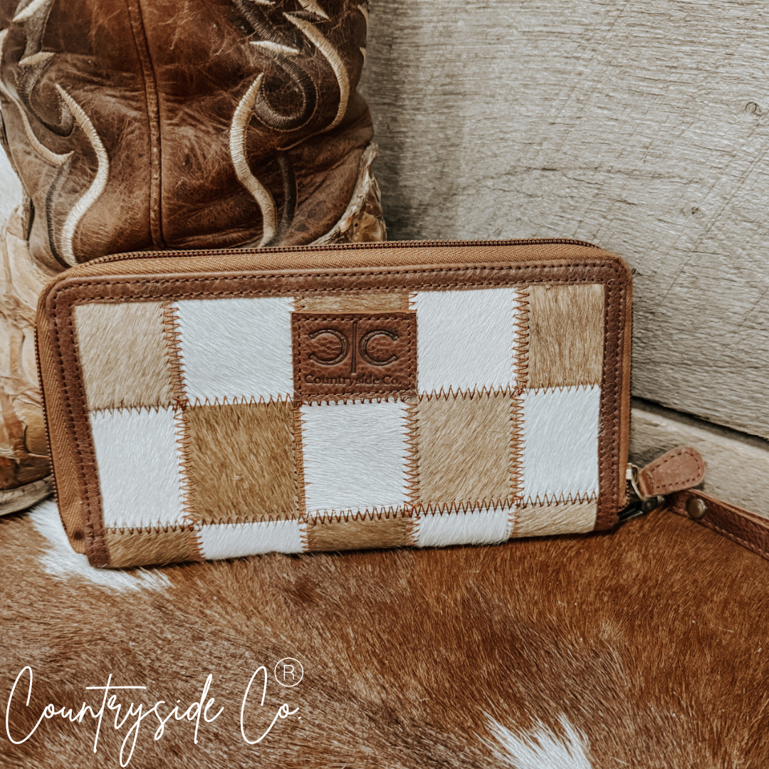 Stockdale Checkered Cowhide Wallet by Countryside Co.