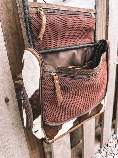 Oversized Cowhide Hanging Toiletry Bag