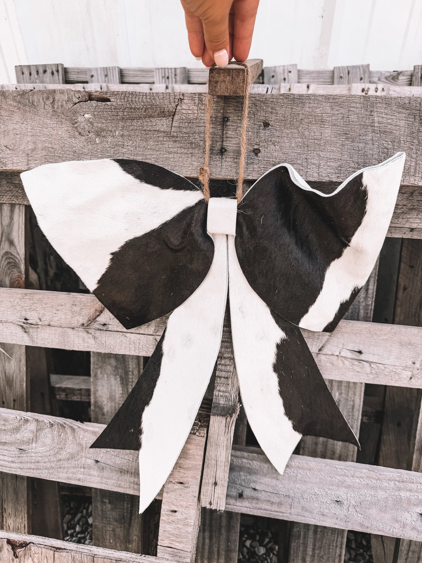 Cowhide Bow Christmas Tree Topper
