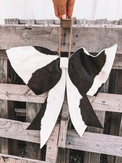 Cowhide Bow Christmas Tree Topper