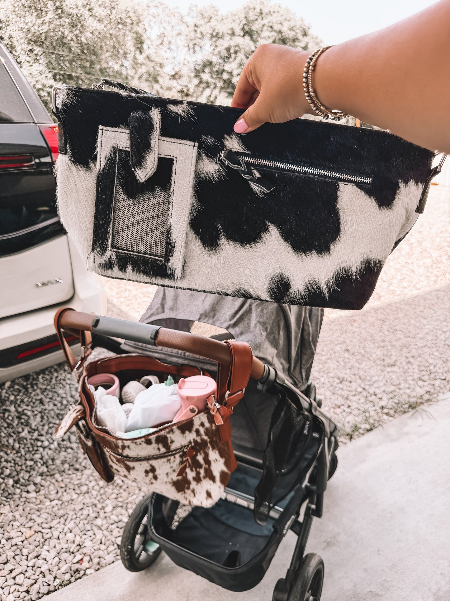 Cowhide Stroller Bag