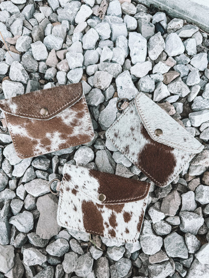 Juniper Cowhide Coin Pouch Keychain- Tan