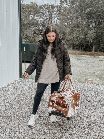 Cowhide Rolling Duffle Bag