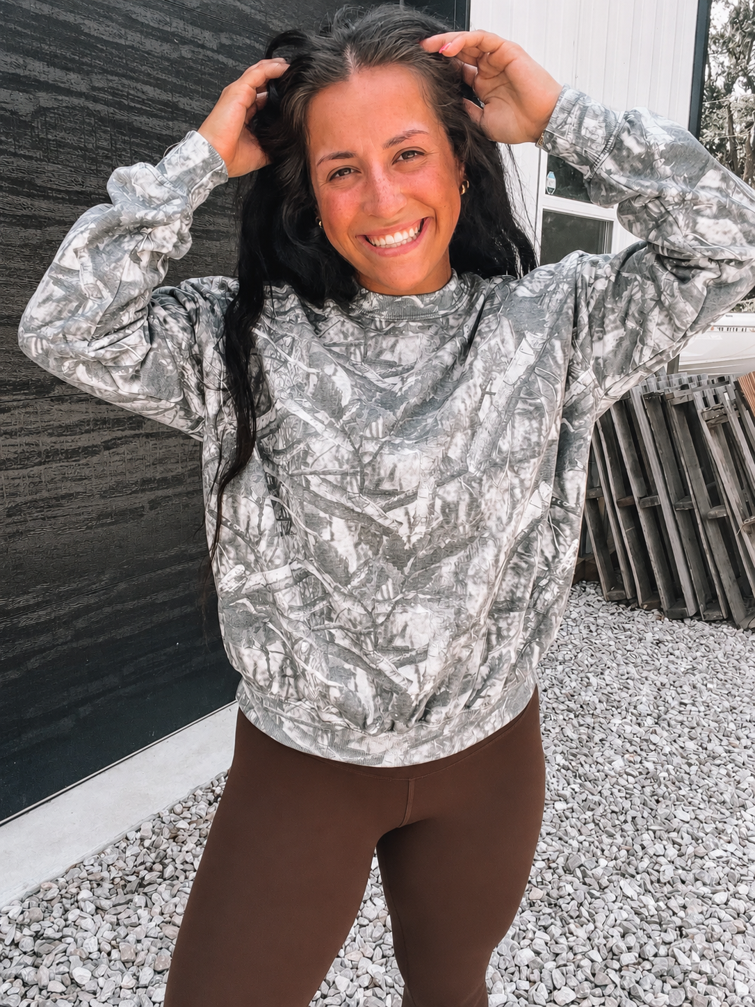 Camo Crewneck in Olive