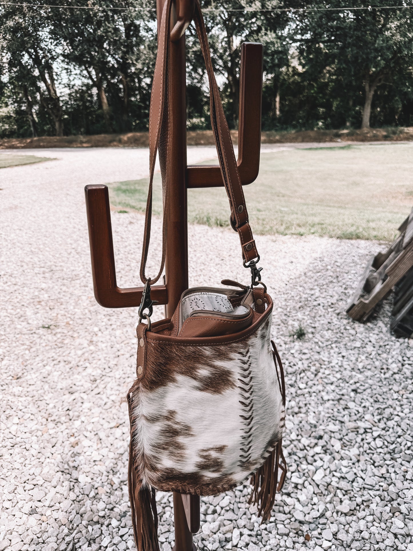 Edgy Cowhide Crossbody