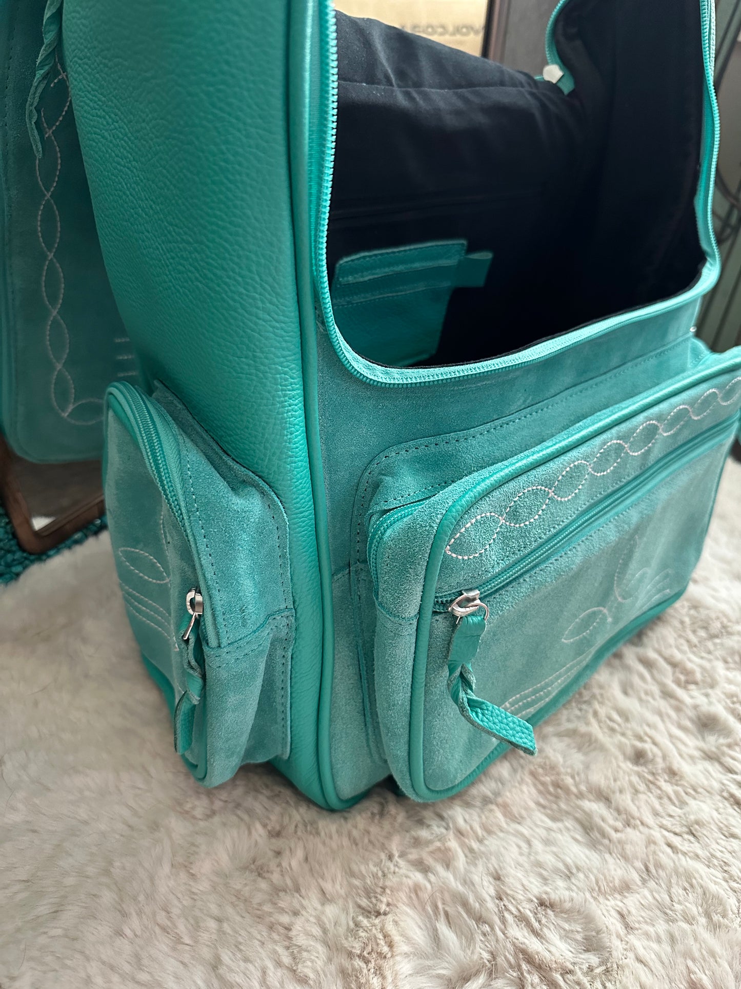 Boot Stitch Backpack in Turquoise