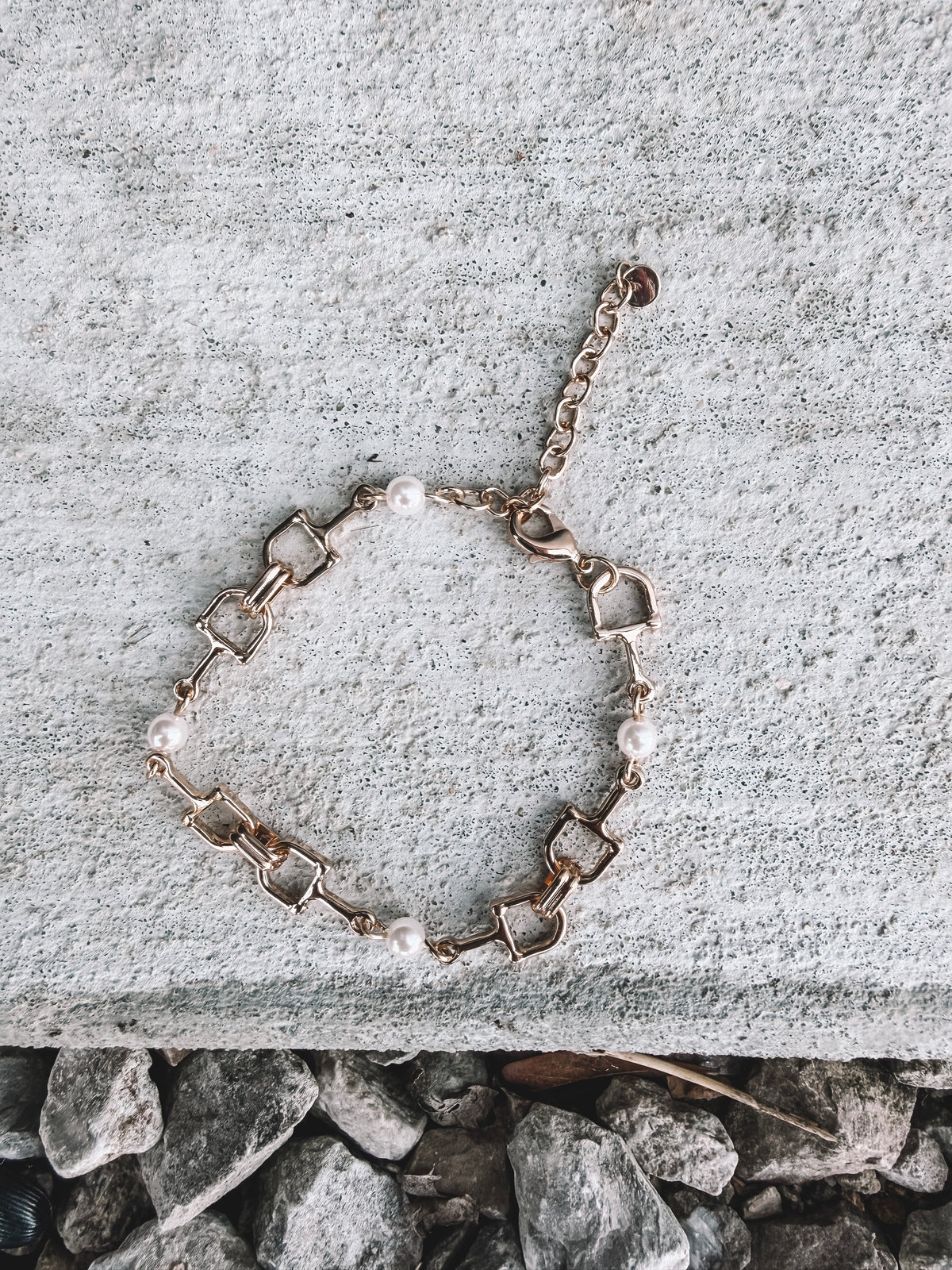 Horsebit and Pearl Station Bracelet