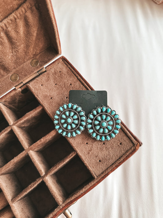 Livin on Time Cluster Stud Earrings in Turquoise