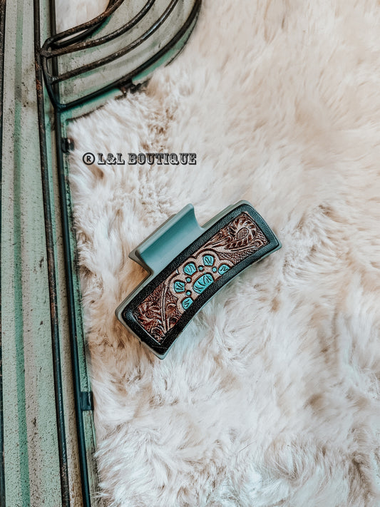 Bloom Ridge Claw Clip Tooled Leather