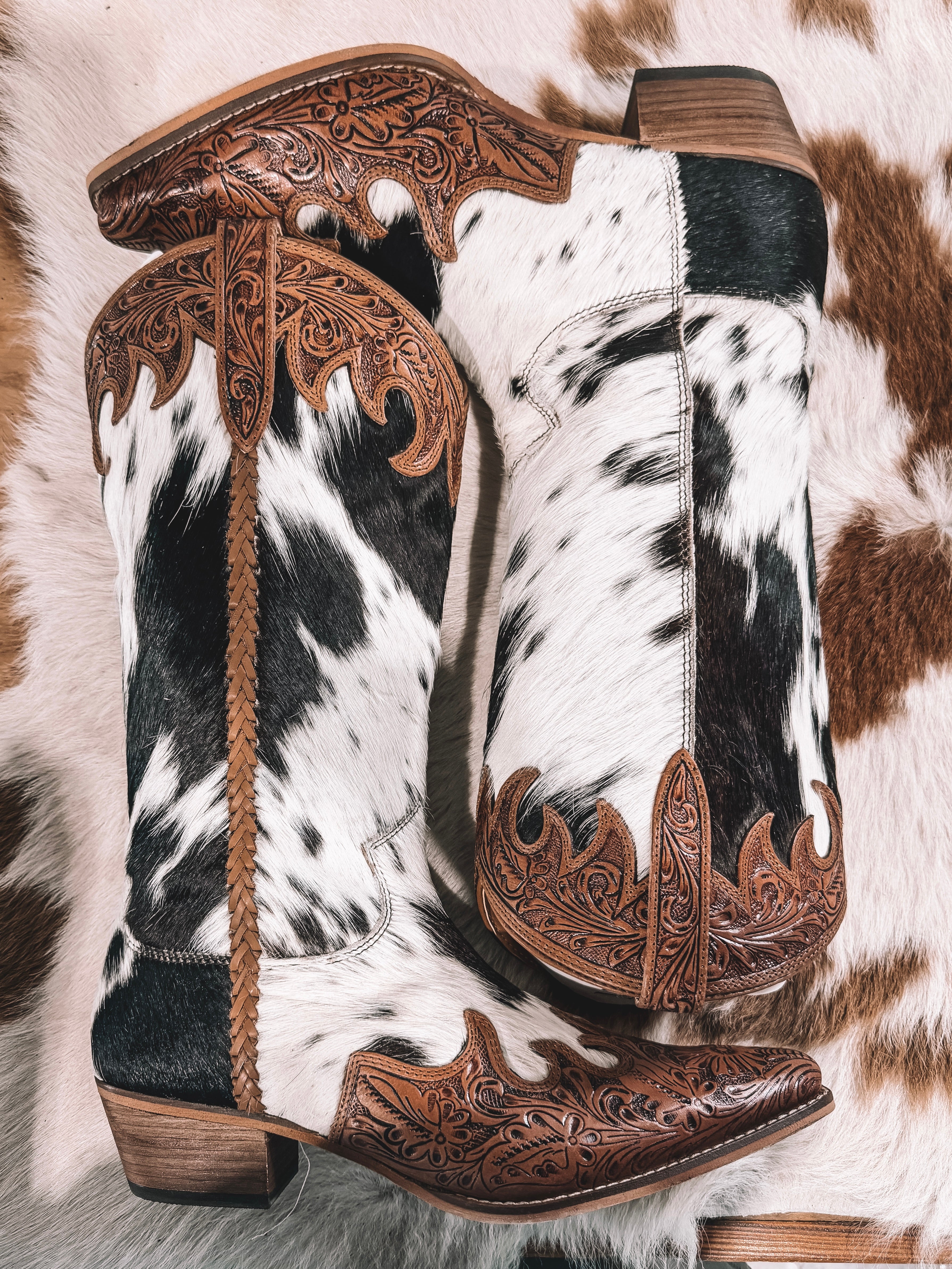 Adelaide Cowhide Leather Boots – L&L Boutique