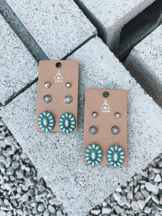 Turquoise Earring Set of 3