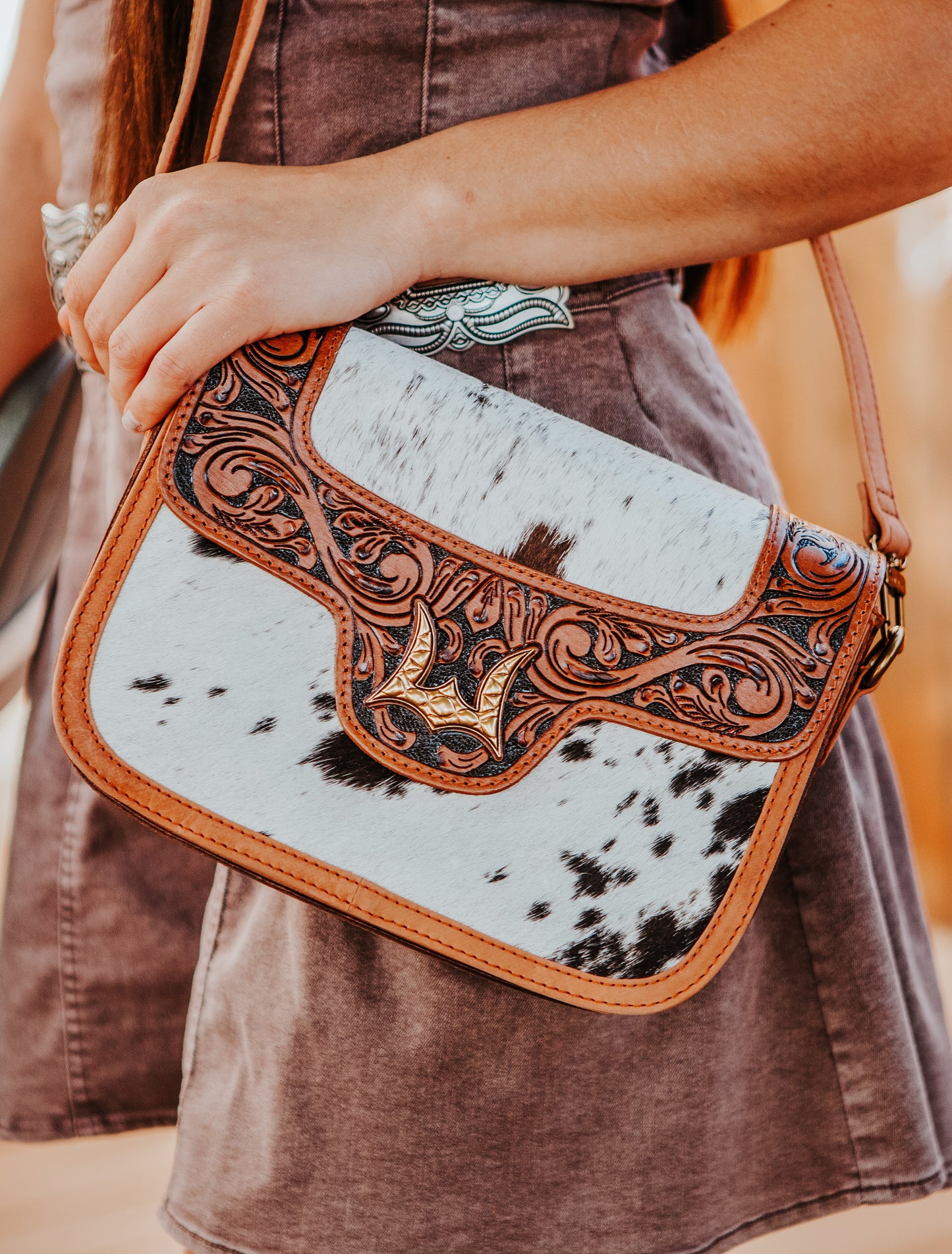 Loyal West Cowhide Desert Desire Medium Purse