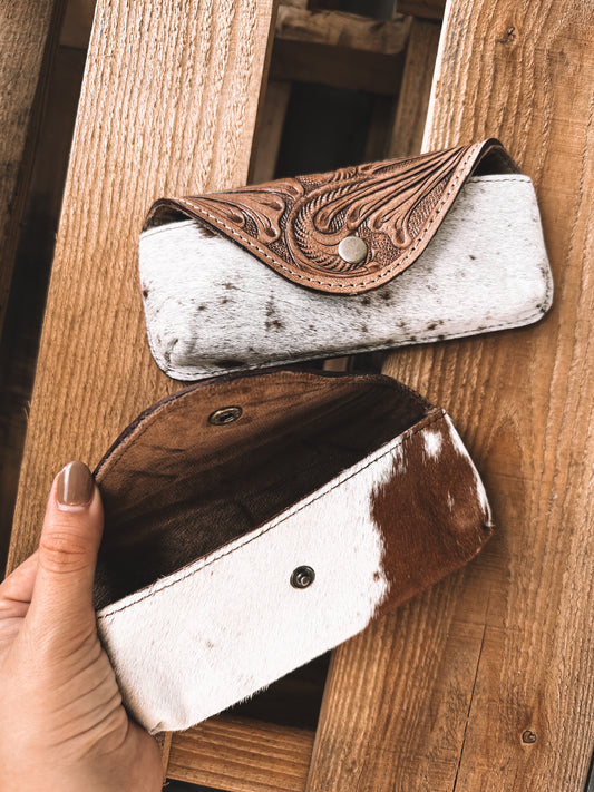 Cowhide & Tooled Leather Glasses Case