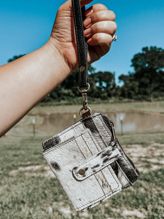 Cowhide Wristlet Card Holder Wallet