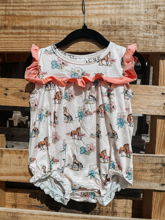 Pink Ruffle Rodeo Girls Romper