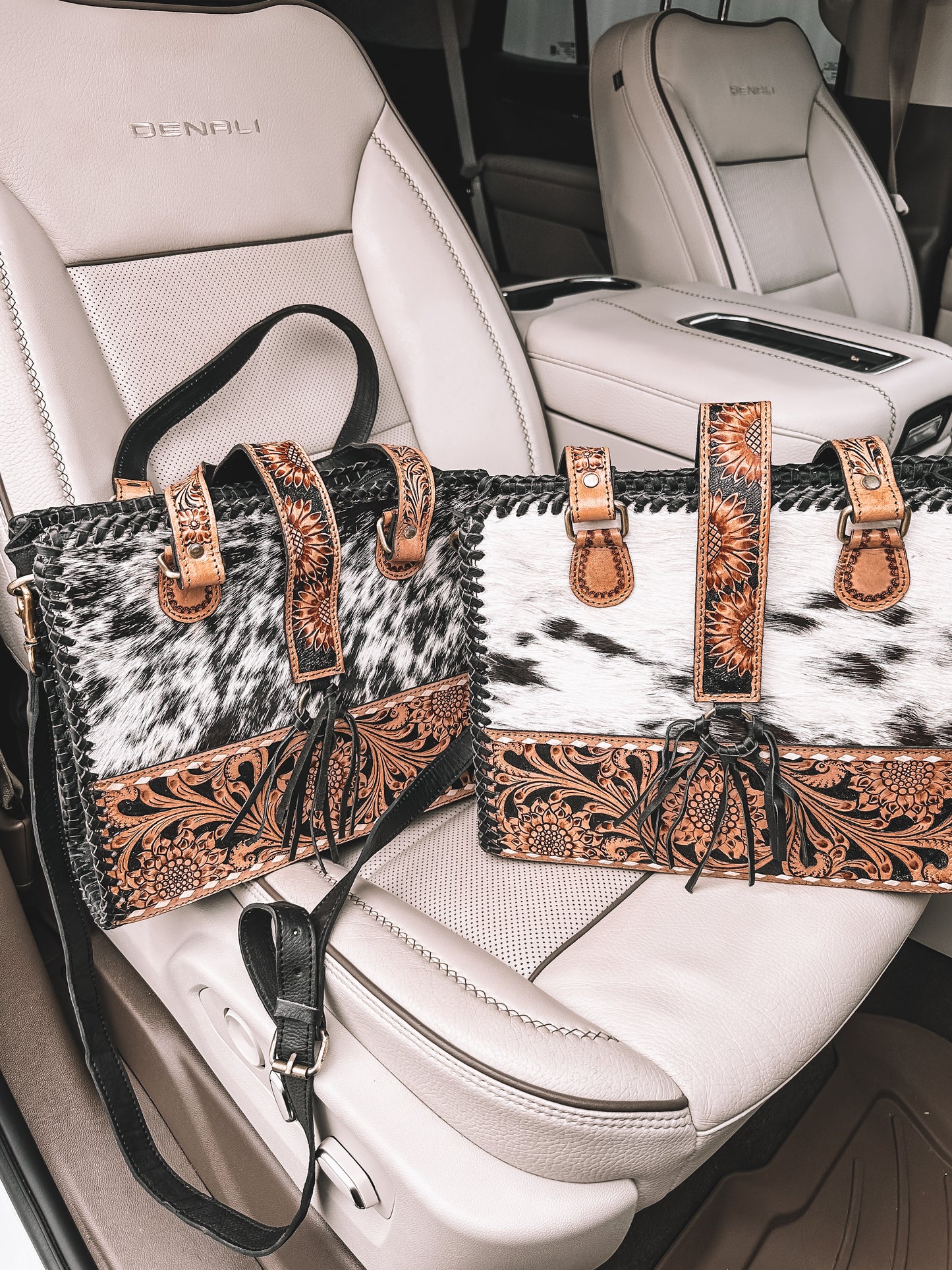 Revival Cowhide & Tooled Leather Tote Purse