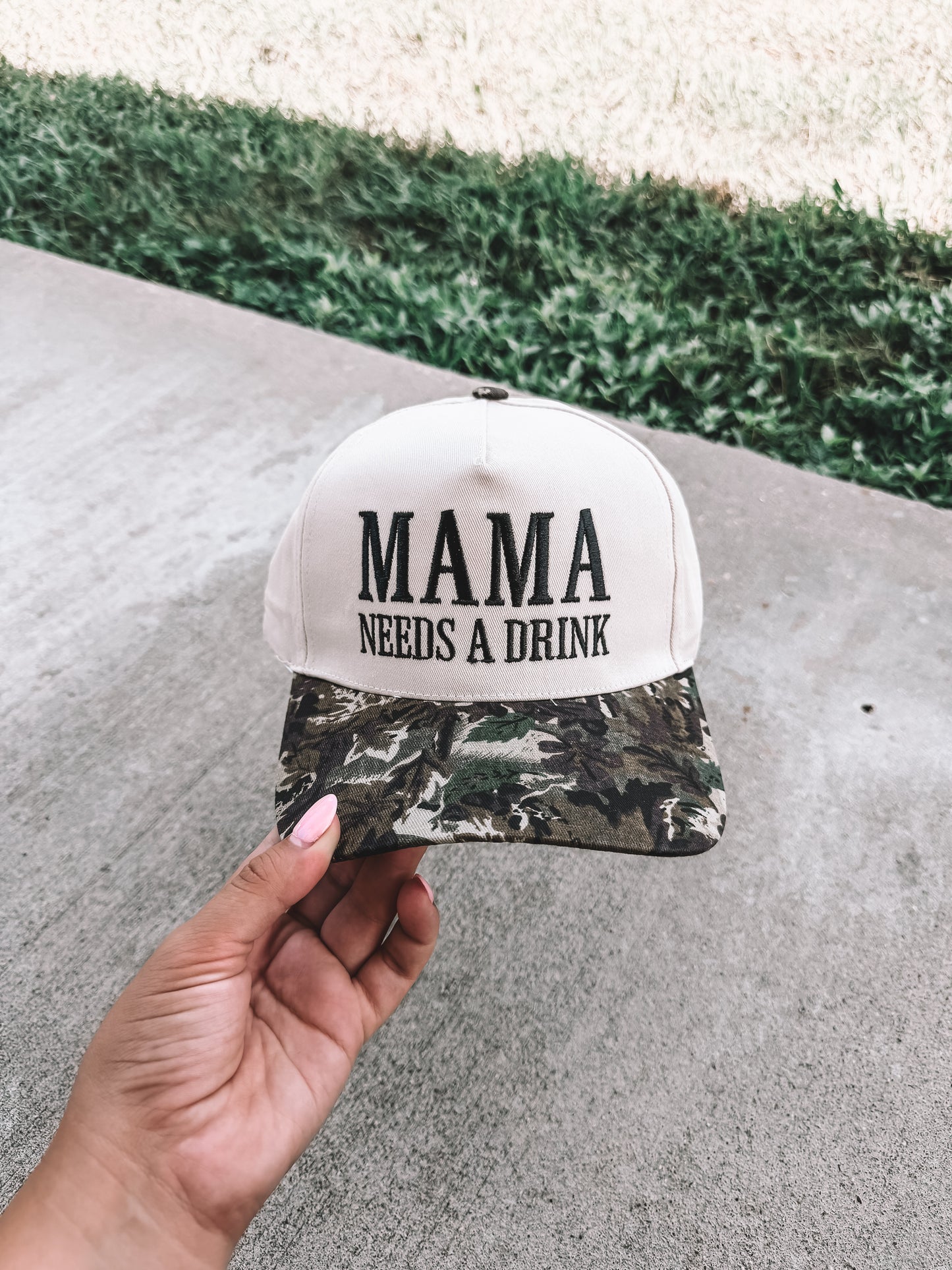 Mama Needs a Drink Trucker Hat - Camo