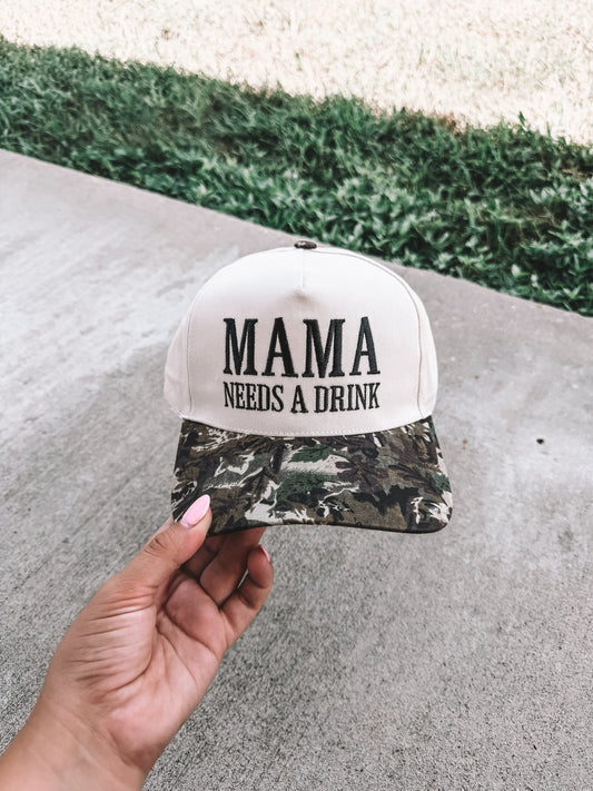 Mama Needs a Drink Trucker Hat - Camo