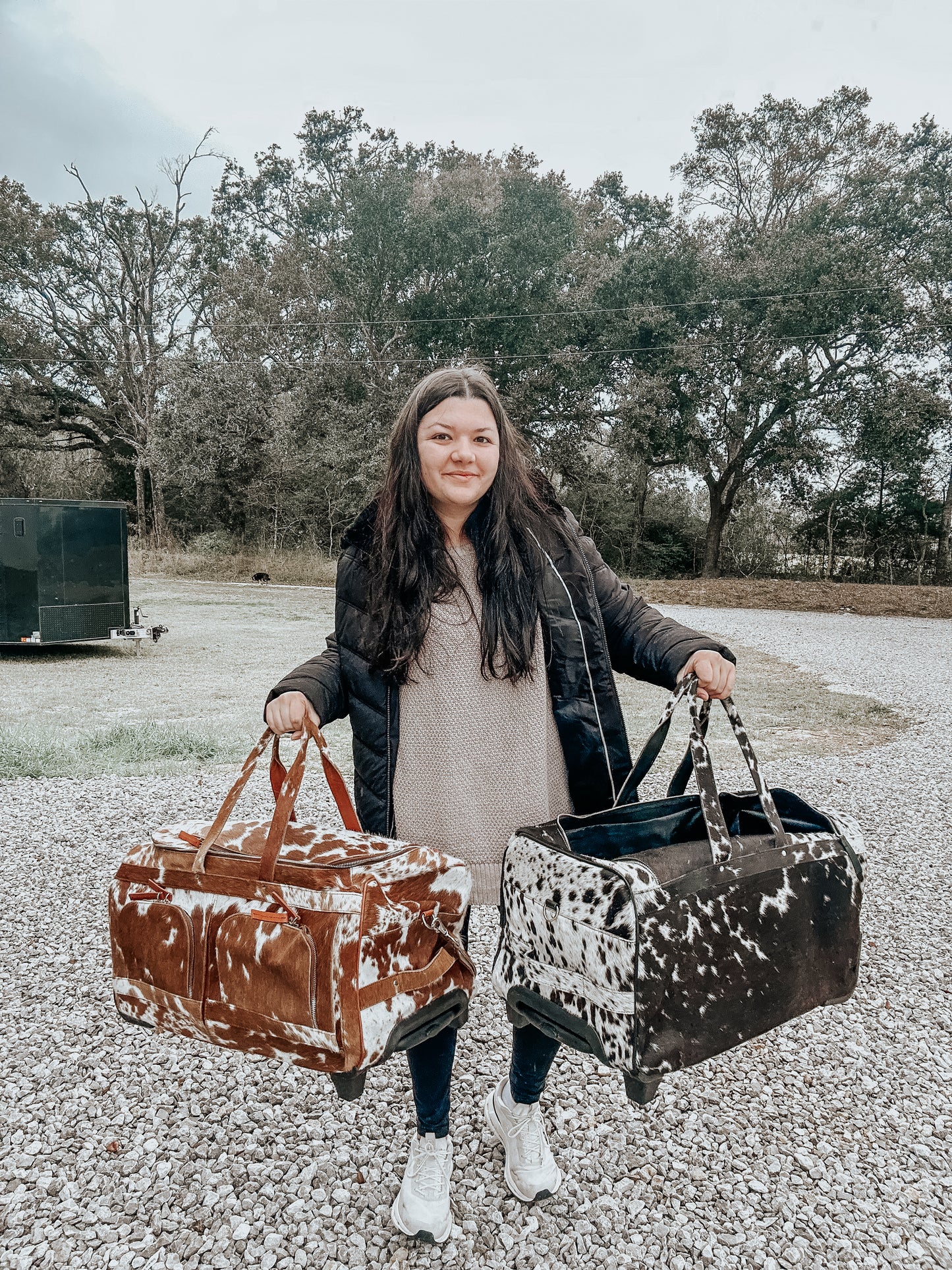 Cowhide Rolling Duffle Bag