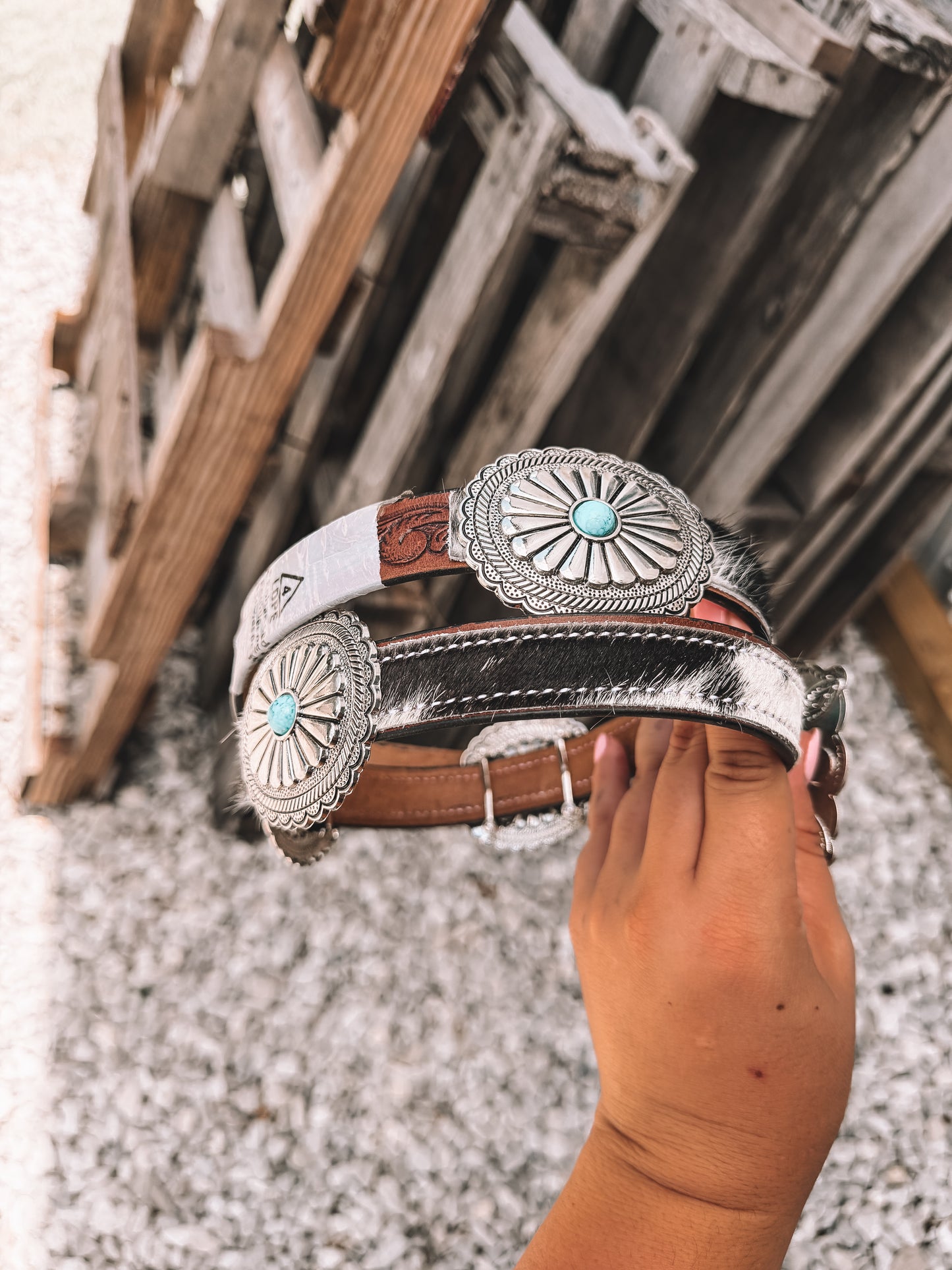 Floracrest Cowhide Concho Belt
