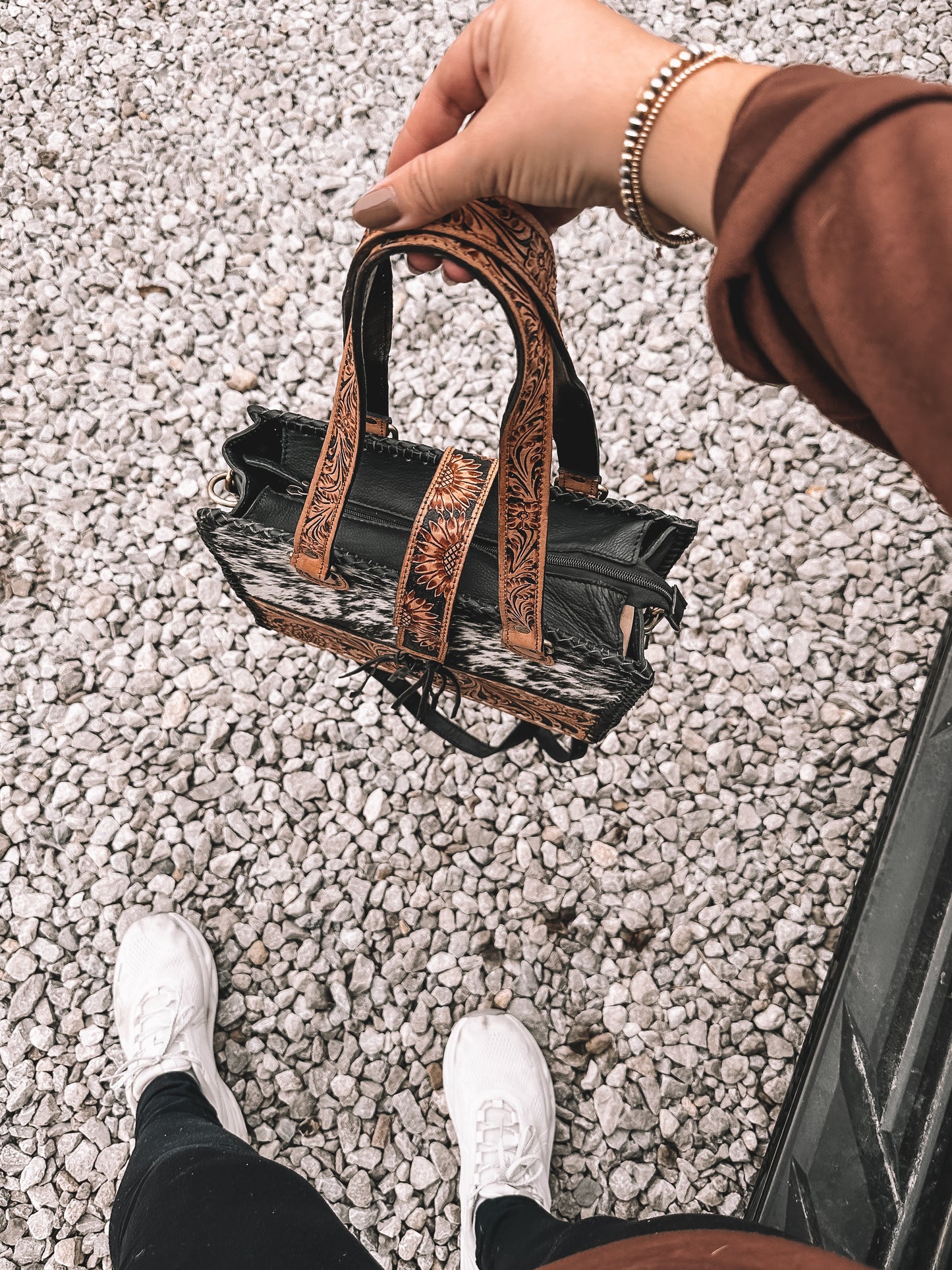 Revival Cowhide & Tooled Leather Tote Purse