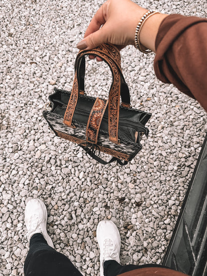 Revival Cowhide & Tooled Leather Tote Purse