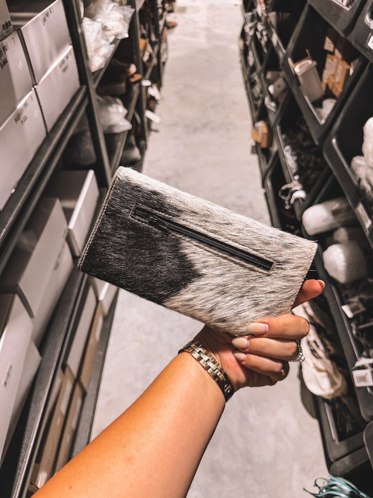 Cowhide & Aztec Button Wallet