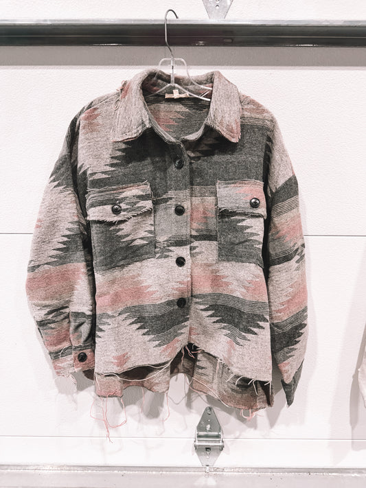 Gray Aztec Distressed Jacket size small