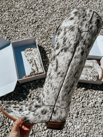 Knee High Cowhide Boots ~ Square Toe WIDE CALF